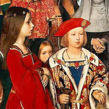 Richard Burchett Erasmus of Rotterdam visiting the children of Henry VII at Eltham Palace in 1499 and presenting Prince Henry with a written tribute. china oil painting image